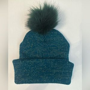 5 for $15! Gorgeous Festive Green & Gold Pom-Pom Beanie
